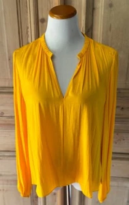 NWT Chelsea & Violet Yellow Lush Gold V-Neck Blouse Top Women Large L NEW - Picture 1 of 4