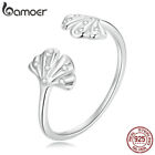 Bamoer Authentic 925 Sterling Silver Ginkgo Leaf Finger Ring For Women Jewelry