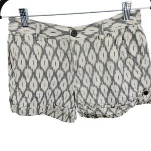 Pantalones Cortos de Lino Lucky Brand 2 Blanco Gris Ikat Ligero Dobladillo con Puños India - Imagen 1 de 9