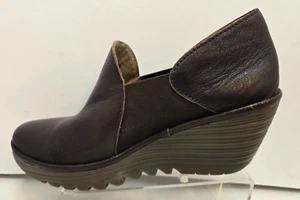Fly London braune Leder-Slipper mit Keilabsatz Damengröße EU 39 US 8-8,5 - Bild 1 von 12