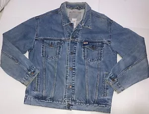 LEVI STRAUSS SIGNATURE MEN'S Size L LARGE JEAN JACKET BLUE DENIM TRUCKER Cotton - Picture 1 of 4