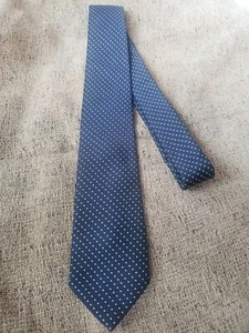 JOHN WEITZ SILK TIE SKINNY BLUE WHITE POLKA DOT 3" x 55" - Picture 1 of 4
