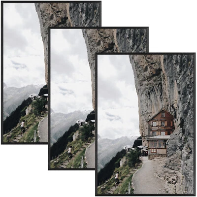 Aluminum Picture Frame Poster Frame Acrylic Front Black Gold 12 Sizes Wall Mount - Image 1 of 4