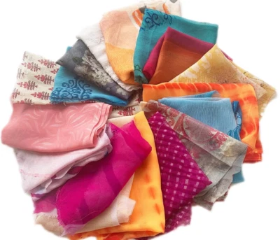 Printed Lightweight Colorful Sheer Indian Fabric Bundle -Sale by weight -100 gms - Image 1 of 4