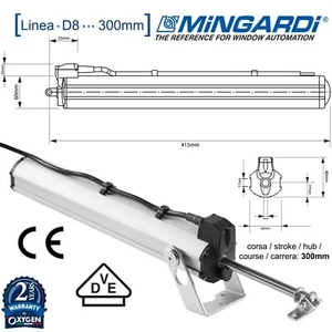 Mingardi D8 300 Spindelantrieb Motoröffner 230V 300mm 500N Fensterantrieb SCHAFT