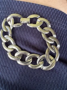 Napier Grobes Gliederarmband 7 1/2" Silberfarben Abgeflacht Kette Vintage - Bild 1 von 5