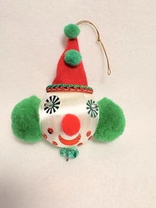 Vintage Clown Face Christmas Ornament Satin Ball Circus - Picture 1 of 4