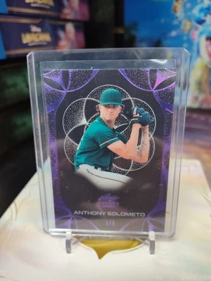 2024 Leaf Trinity Black/Purple Anthony Solometo 1/1 Auto - Image 1 of 2