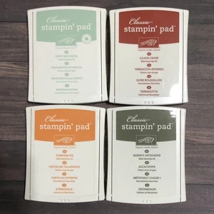 Stampin Up Lot PUMPKIN PIE, CAJUN CRAZE,  MINT MACAROON, & ARTICHOKE Ink Pads - Picture 1 of 2