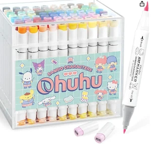 Juego de rotuladores pastel Ohuhu x Sanrio Collab 80 colores cepillo/fino/licuadora de Japón - Imagen 1 de 7