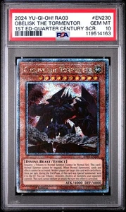 YU-GI-OH! RA03-QUARTER CENTURY BONANZA EN230 OBELISK 1STEDITION QCR PSA10 - Picture 1 of 1