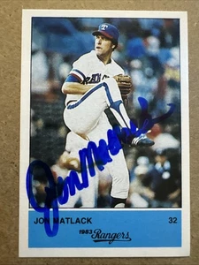 1983 Affiliated Food Stores Texas Rangers JON MATLACK #32 HANDSIGNIERTE Karte - Bild 1 von 2