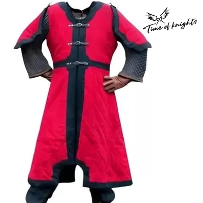 Red & Black Medieval Padded Gambeson Tunic Quilted Armor Coat LARP Cosplay - Image 1 of 4