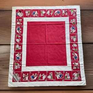 Vintage Pennsylvania niederländische Leinen Tischdecke Cottagecore Farm Rechteck 45" x 51" rot - Bild 1 von 10