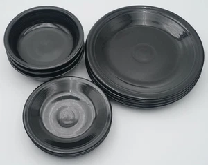 Homer Laughlin Fiesta schwarz Porzellan Speiseteller, Suppenschüssel *AUSWAHL* - Bild 1 von 17