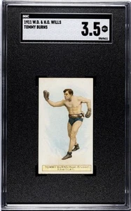 1911 W.D. & H.O. Wills Tommy Burns Green Stars And Circles Back SGC 3.5 VG+ - Picture 1 of 2