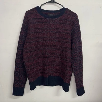 J.CREW Sweater Mens Medium 100% Lambs Wool Fair Isle Nordic Pullover Crew winter - Image 1 of 4