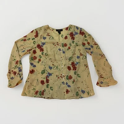Блузка Venezia 100% полиэстер желтовато-коричневый красный цветочный женский размер 14/16 - Изображение 1 из 4