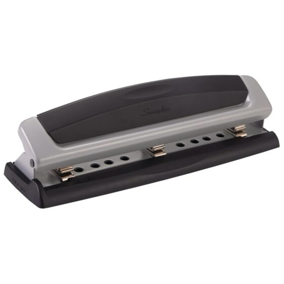 Swingline Precision Pro Desktop 3 Hole Punch 10 Sheet Capacity Black Silver A7