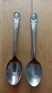 Pair Vintage Silver Plated 1953 Elizabeth II Coronation Tea Spoons - Bravingtons - Picture 1 of 3