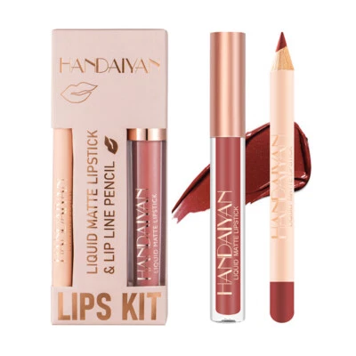HANDAIYAN Lip Liner Lip Gloss Set Waterproof Matte Liquid Lipstick Pencil Sexy ! - Image 1 of 4