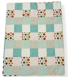 Trapunta Block Patchwork Bambino Home Made 42x33" Tessuti Retrò Luminosi Fiori Firmata - Foto 1 di 7