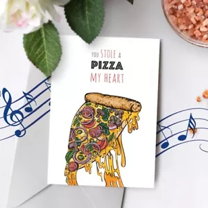 Jahrestag Grußkarte Jubiläumskarte süß singend Pizzakarte 00006 - Bild 1 von 4