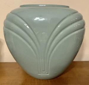 Vintage 1980s Decor Haeger Art Deco Revival Aqua Vase #4366 - Picture 1 of 5