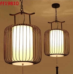 Iron Cage Chandelier Ceiling Lamp Pendant Cylinder Light Chinese style - Picture 1 of 6