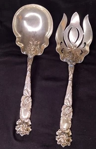 Bridal Rose (1903) by Alvin Sterling, Large Salad/Berry Serving Set 2 Piece - Picture 1 of 15