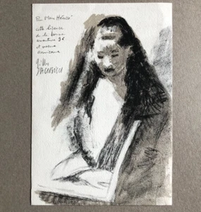Gilles Sacksick — Jeune fille à la lecture — lithographie signée — envoi — 1996. - Picture 1 of 2