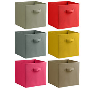 Coloured Woven Folding Storage Boxes Baskets Wardrobe Underbed Clothes Kids Toys