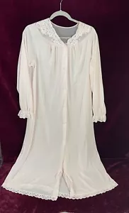 Vtg Shadowline Long Petal Pink Wedding lingerie Granny Core Nightgown Robe M - Picture 1 of 10