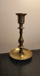Vintage W Candle candlestick holder  Brass?   6.5" tall - Picture 1 of 6