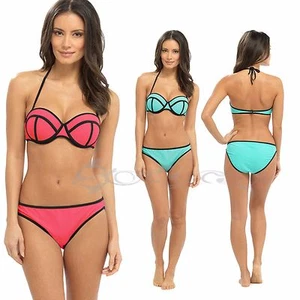 Ladies Neon Bra Bikini Padded Underwired Cups Swimming Costume Sizes 10 - 18 - Picture 1 of 6