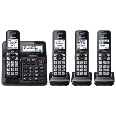 Panasonic Cordless Phone System Answering Machine 4 Handset Bluetooth Call Block - Image 1 of 4