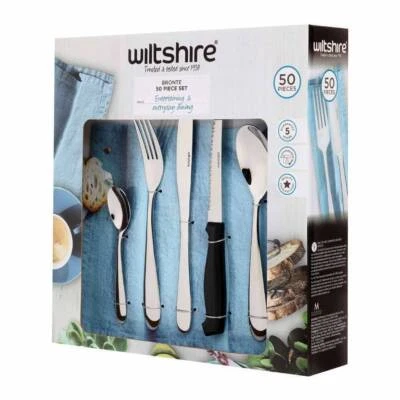 Wiltshire Bronte 50pc Cutlery Set With Steak Knives | 50 Piece Stainless - Image 1 of 3