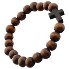 Wooden Beaded Cross Bracelet Religious Prayer Beaded Wrist Chain Bracelet