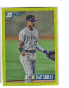 2021 Bowman Heritage Chrome Julio Carreras yellow Refractor 57/75 rockies - Picture 1 of 1