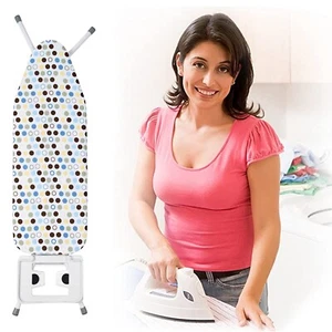 FOLDING IRONING BOARD LIGHTWEIGHT ADJUSTABLE HEIGHT WIDE IRON RACK NON SLIP FEET - Picture 1 of 28