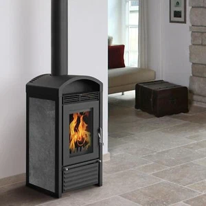 Kaminofen wasserführend Schmitzker Marbella mini Keramik Holzofen Grau 8 kW - Bild 1 von 7