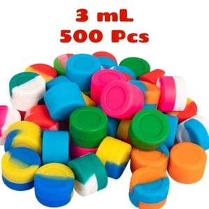 500 Stck. 3 ml Silikon Behälter gemischte Farben Etui Lebensmittel Aufbewahrung Antihaft Rund Glas - Bild 1 von 5