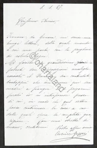 Lettera manoscritta con autografo del deputato Achille Fazzari - 1887 - Foto 1 di 2
