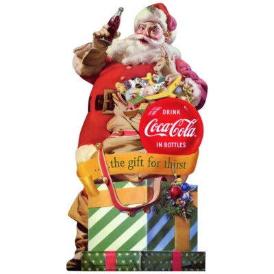 Calcomanía de pared Coca-Cola Santa regalo para vacaciones de sed con licencia oficial hecha en EE. UU. Foto 1 de 4