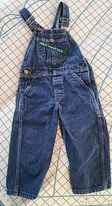 Vtg KEY Imperial Denim Bib Overalls Size Kids 2 Dark Wash Blue Jeans USA - Picture 1 of 8