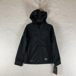 Nike Elite Therma-Fit Hoodie Jacket Boys Size 6 Black Polyester Full-Zip 6354 - Picture 1 of 10