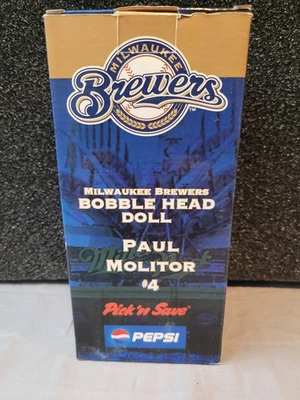 Milwaukee Brewers Paul Molitor 2003 "rayas de alfiler blanco" SGA Bobblehead ~ nuevo en caja Foto 1 de 2