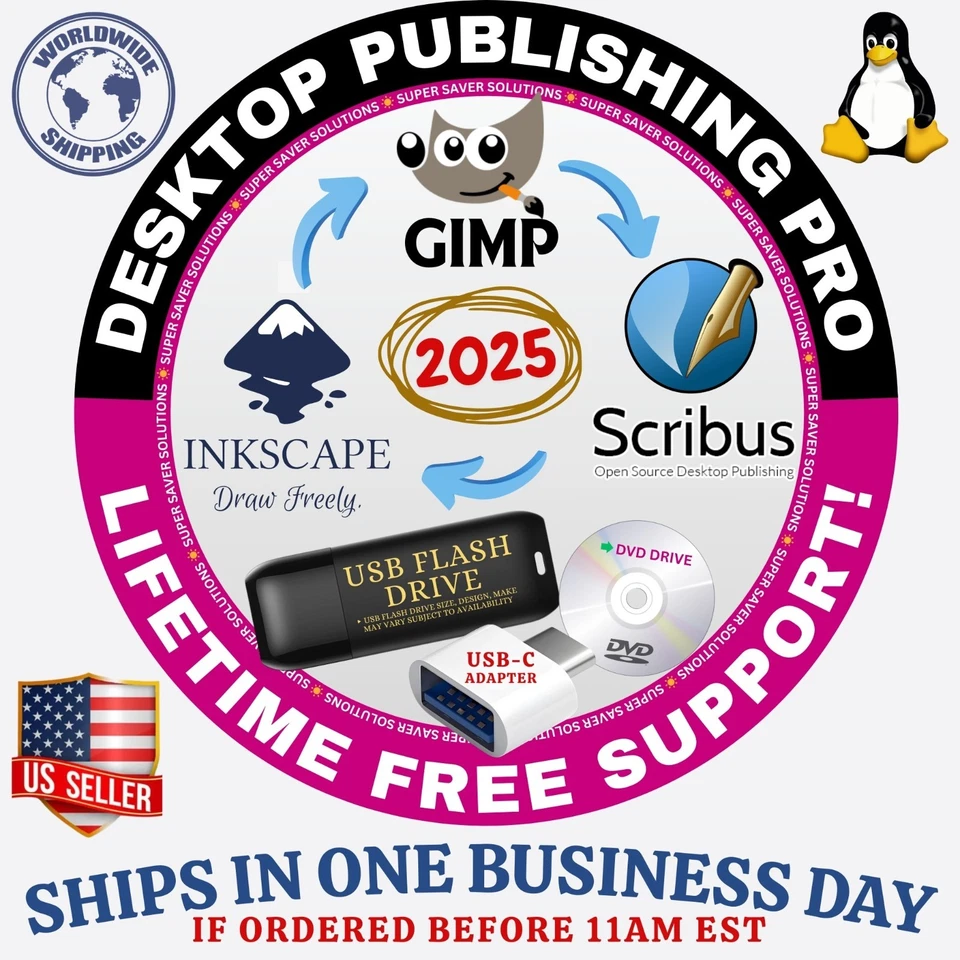 EPIC Desktop Publishing Pro Tools 2026 / 3-in-1 / GIMP | SCRIBUS | INKSCAPE - Image 1 of 1