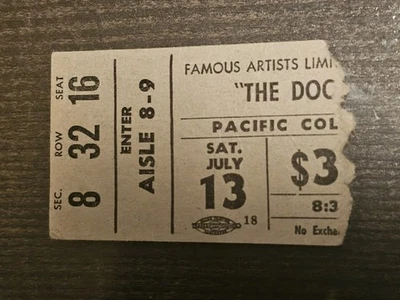 The Doors ticket stub Pacific Colliseum 7/13/68 Rare - Image 1 of 2