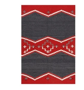 5×8 Ft Red Navajo Wool Kilim Rug Native American Style Southwest Aztec Area Rug - Picture 1 of 2
